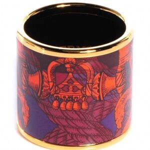 Hermés Enamel Printed Della Cavalleria Scarf Ring